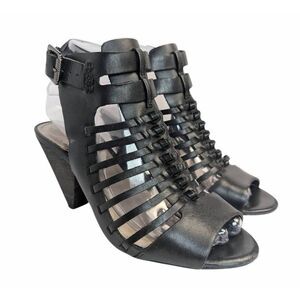 Vince Camuto Estelli black leather knotted cutout slingback heels womens 6.5